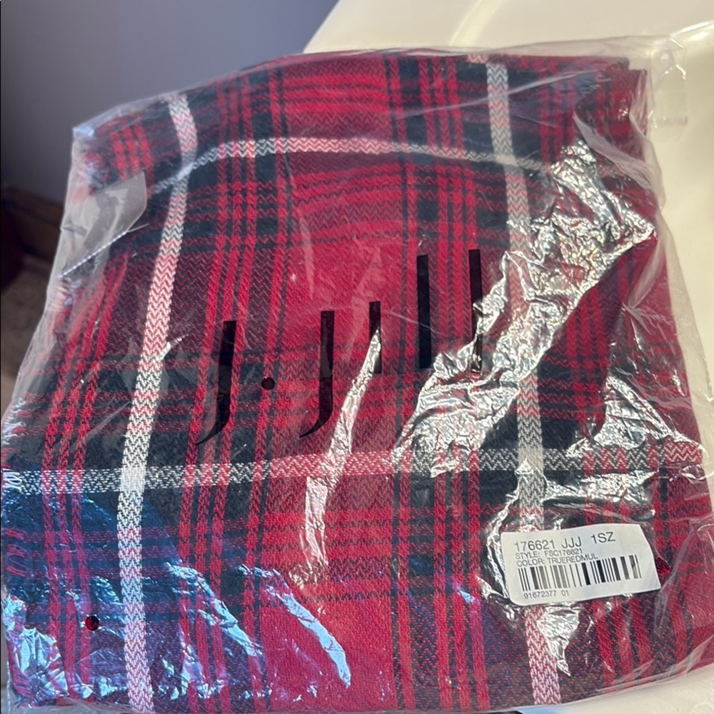 J.Jill Red Plaid Scarf